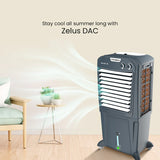 Crompton Zelus DAC 30L Portable Air Cooler, Grey | Honeycomb Pads, Ice Chamber, 4-Way Air Flow, Inverter Compatible