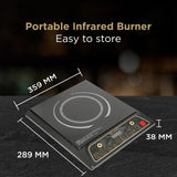 Faber Zion 1600W Induction Stove | 5 Auto-Cook Functions, Auto Pan Detection, Preset Timer, Overheat Protection | Shock-Proof Body, Black Crystal Glass, Soft-Touch Control, LED Display