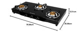 Faber Jumbo 3 Brass Burner Cooktop | 1 Jumbo, 1 Medium, 1 Small | Drip Tray | Toughened Glass | Manual Ignition | Ergonomic Knobs | Anti-Leak Tech | Powder Coated Frame | Jumbo 3BB BK