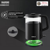 Havells Marino 1L Electric Kettle | 1200W Fast Boiling | Borosilicate Glass Inner Body