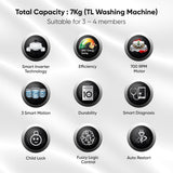 LG 7 Kg 5 Star Inverter TurboDrum Fully Automatic Top Loading Washing Machine (T70SPSF2Z, Waterfall Circulation, Smart Motion, Middle Free Silver)