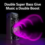 LG XBOOM RNC7 Party Speaker, Multi Color Lighting, Karaoke Feature, 1 Guitar Input, Wireless Party Link, USB, Bluetooth Connection, XBOOM App