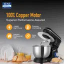 KENT Stand Mixer 1300W ideal To Whisk Mix&amp;Knead 5L Bowl 6 SpeedSetting&amp;PulseFunction Stainless Steel Continuous Dough Maker  (Black, Silver)