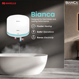Havells Bianca 3 Litre Instant Water Heater(Geyser)| Bi Color LED IndicatorGlass Coated Anti-Rust Tank|Heavy Duty 3 Pin moulded Plug Top|Warranty: 5 Year on Inner Tank &amp; 3 Year on element (White Blue)