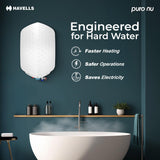 Havells Puro Nu 25L Storage Water Heater(Geyser)|Faster Heating|Safer to use|Saves electricity|Engineered for Hard Water|Glass Coated Anti Rust Tank|Mcoloy Heating Element|Jog Dial Temp. setting knob