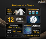 Whirlpool 7.5 kg Magic Clean 5 Star Fully Automatic Top Load Washing Machine Grey (MAGIC CLEAN 7.5 GENX GREY 5YMW)