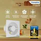 Crompton Axial Air High-Speed Plastic Exhaust/Ventilation Fan (150 mm/6 Inches, White, Pack of 1)