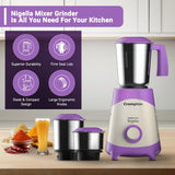 Crompton Nigella 500 Watts Mixer Grinder (ACGM-NIGELLA500W3J) Lavender &amp; white