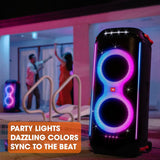 JBL PartyBox 710 Bluetooth Party Speaker with Dynamic Music Synced Flashing Club Pattern Lightshow, Pro Sound, Splashproof, PartyBox App Personalisation,Guitar and Mic Input(800 Watt RMS, Black) (Open Box / Without Box)