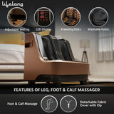 Lifelong Calf, Foot and Leg Massager Machine for Home - Pain Relief Massage for Legs - Heat + 4 Vibration Motors - Rolling, Kneading, and Shiatsu - Improve Blood Circulation, Dark Brown, 80W (LLM99)