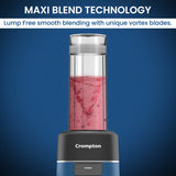 Crompton Ameo Fresh | Premium Nutri Blender | Smoothie Maker | Blender Mixer Grinder | Maxi Blend Technology | Smart safety lock | Power Button | 400 Watts | Sipper Cap | Lump Free Quick Blends