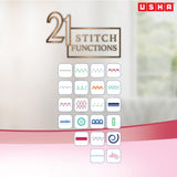Usha Janome Allure Automatic Zig-Zag Electric Sewing Machine, 13 Built-In-Stitches, 21 Stitch Function,(SM ALLURE)