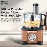 Morphy Richards Icon Superb Food Processor 1000W | 3.2L Bowl | 2 SS Jars + 1 Juicer | 11 Attachments: Kneader, Chopper, Slicer, Shredder, Fry Cutter | Quadra Flow | 2 Year Warranty | 【Glazing Copper】