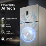 Godrej 436 L 2 Star With AI Tech, 1+2 Years Additional Warranty, 95%+ Food Surface Disinfection Inverter Frost Free Double Door Regalis Refrigerator (RF EON 438B RCI CH GD, Champagne Gold)