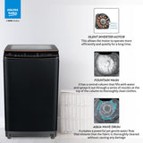 Voltas Beko 7.0 Kg, 5 Star, Inverter, Fully Automatic Top Load Washing Machine (WTL70VPBGF, Black), JET Wash/ Hand Wash, Drum Light,Fountain Wash