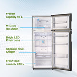 Godrej 436 L 2 Star 1+2 Years Additional Warranty, 95%+ Food Surface Disinfection with Nano Shield Technology Inverter Frost Free Double Door Refrigerator (RT EONREGALIS 477B RCI MT BK, Matte Black)