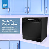 Voltas beko 8 Place Settings Table Top Dishwasher (DT8B, Black, Inbuilt Heater)