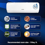 Voltas 1 Ton 3 Star Adjustable Inverter Split AC(Copper, 123V Vectra Elegant, 4-in-1 Adjustable Mode, White)