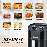USHA Ichef Air Fryer 4.5L, 10 In 1 Functions: Air Frying, Baking, Roasting, Grilling, Thawing, Slow, Toasting And Air Drying |Turbo Air Circulation|Oil Free Cooking (Black), 1350 Watts