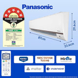 Panasonic 1 Ton 5 Star Wi-Fi Inverter Smart Split AC (Copper Condenser, 7 in 1 Convertible with True AI Mode, 4 Way Swing, nanoe X Air Purification Technology, CS/CU-HU12AKYF, White)