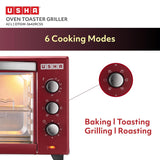 USHA 3642Rcss 42 Liters Oven Toaster Grill With Rotisserie And Convection, 2000 Watts, 6 Mode Heating Function (Stainless Steel &amp; Wine)