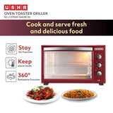 USHA 3642Rcss 42 Liters Oven Toaster Grill With Rotisserie And Convection, 2000 Watts, 6 Mode Heating Function (Stainless Steel &amp; Wine)