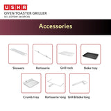 USHA 3642Rcss 42 Liters Oven Toaster Grill With Rotisserie And Convection, 2000 Watts, 6 Mode Heating Function (Stainless Steel &amp; Wine)