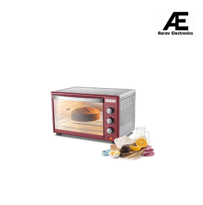 USHA 3642Rcss 42 Liters Oven Toaster Grill With Rotisserie And Convection, 2000 Watts, 6 Mode Heating Function (Stainless Steel &amp; Wine)