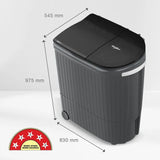 Whirlpool 9 Kg 5 Star Semi-Automatic Top Loading Washing Machine (HYDROWASH ELITE 9.0 MIDNIGHT GREY(10YR), 3D Wave Technology)