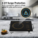 Havells 2200 Watt Infrared Induction Cooktop Glo TV22-6KV Surge Protection, Sensor Touch,Universal Utansil Compatibility, SS304 Food grade grill