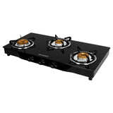 Faber Jumbo 3 Brass Burner Cooktop | 1 Jumbo, 1 Medium, 1 Small | Drip Tray | Toughened Glass | Manual Ignition | Ergonomic Knobs | Anti-Leak Tech | Powder Coated Frame | Jumbo 3BB BK