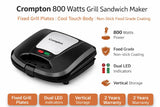 Bingeserve 800 Watts Grill Sandwich Maker | Fixed Grill Plates | Cool Touch Body | Non-Stick Food Grade Coating | Dual LED Indicator | 2 Years Warranty (Black) (BINGESERVE GRILL)