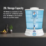 KENT Gold Plus Gravity Water Purifier | UF Technology Based | Non-Electric & Chemical Free | Counter Top | 20L Storage | White