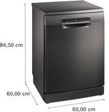 Bosch 15 Place Settings Series-6 free-standing Dishwasher 60 cm Brushed black steel anti-fingerprint with Wi-Fi,Heat exchanger, (SMS6HMC00I, Black Steel)