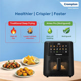 Crompton Ameo Pro 5.5L Air Fryer | Even Heating Technology | Pro Heating Bowl
