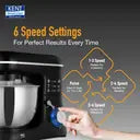 KENT Stand Mixer 1300W ideal To Whisk Mix&amp;Knead 5L Bowl 6 SpeedSetting&amp;PulseFunction Stainless Steel Continuous Dough Maker  (Black, Silver)