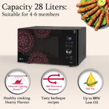 LG 28 L Scan to Cook Wi-Fi Enabled Charcoal Convection Microwave Oven (MJEN286VIW, Black, Stainless steel cavity, Heart Friendly Recipes, Ghee, Diet Fry &amp; 360° Motorised Rotisserie for Bar-be-queing)