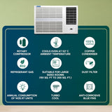 Blue Star 2 Ton 3 Star Fixed Speed Window AC (Copper, Turbo Cool, Fan Modes-Auto/High/Medium/Low, Hydrophilic Blue Fins, Dust Filters, Self-Diagnosis, WFD324E, White)