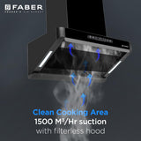 Faber Pinnacle 60cm 1500m³/hr Autoclean Chimney|Digital Display|Filterless|Slant Body|T-Shape Panel|Touch+Gesture|12Yr on Motor,5Yr Comprehensive Warranty by Faber|Hood Pinnacle FL HC BK 60,Matt Black