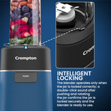 Crompton Ameo Fresh | Premium Nutri Blender | Smoothie Maker | Blender Mixer Grinder | Maxi Blend Technology | Smart safety lock | Power Button | 400 Watts | Sipper Cap | Lump Free Quick Blends