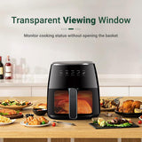 INALSA Air Fryer for Home|5.5 liter Capacity|Visible Window &amp; Internal Light|1600 W with Smart AirCrisp Technology|6-In-1 Appliance With 8 Preset Menu &amp; Digital Display (Tasty fry DW5.5) Black