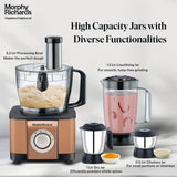 Morphy Richards Icon Superb Food Processor 1000W | 3.2L Bowl | 2 SS Jars + 1 Juicer | 11 Attachments: Kneader, Chopper, Slicer, Shredder, Fry Cutter | Quadra Flow | 2 Year Warranty | 【Glazing Copper】