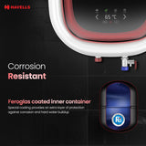 Havells Adonia Plus 25 Litre Storage Water Heater | Faster heating, Glass Coated Tank, Incoloy Glass Coated Heating Element | (Free Flexi Pipes, Installation, &amp; Shock Safe Plug) With Remote | (White)