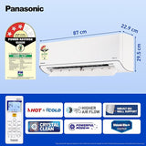 Panasonic 1.5 Ton 3 Star Hot &amp; Cold Inverter Split AC (Higher Airflow, -7~55 Deg. C Operation, Copper Condenser, 7in1 Convertible, 2-Way Swing, PM 0.1 Filter, CS/CU-EZ18BKYF, White)
