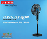 USHA Cyclotron 5 Blade Pedestal Fan | 1200RPM | Anti - Rust Protection | 100% Copper Motor | 2 Year Warranty | Black