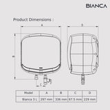 Havells Bianca 3 Litre Instant Water Heater(Geyser)| Bi Color LED IndicatorGlass Coated Anti-Rust Tank|Heavy Duty 3 Pin moulded Plug Top|Warranty: 5 Year on Inner Tank &amp; 3 Year on element (White Blue)