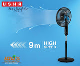 USHA Cyclotron 5 Blade Pedestal Fan | 1200RPM | Anti - Rust Protection | 100% Copper Motor | 2 Year Warranty | Black
