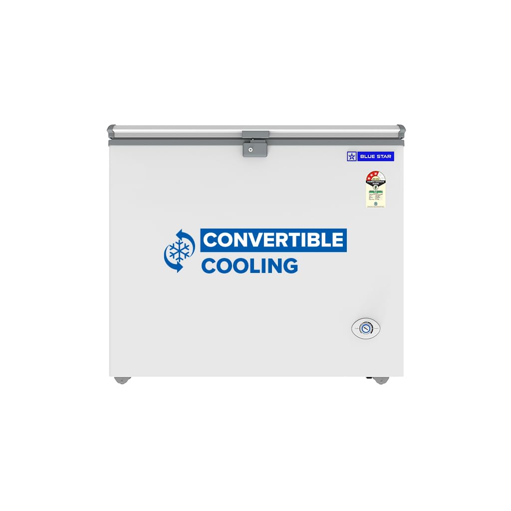 Blue Star HT3-N230 230L Hard Top Single Door Convertible Deep Freezer | 215L Storage | 3 Star | White