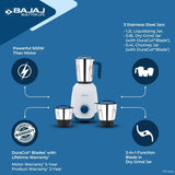 Bajaj Ninja Series NOTCH 500W Mixer Grinder (410651) with 3 Stainless Steel Jars | Titan Motor | Dura Cut Lifetime Blades | Radio Knob Control | 2-in-1 Function | French Blue | 2-Year Warranty