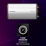 Crompton Versa Horizontal RHS 15L Storage Water Heater (Geyser) with Rust Proof Plastic body and Superior Glassline Coating, Fits under false ceilings, 8 Bar pressure rating and 7yr Tank warranty